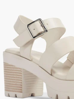 Ladies Beige Chunky Gladiator Heeled Sandal
