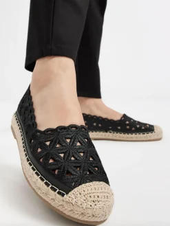Ladies Black & Beige Espadrille