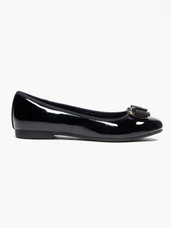 Ladies Black Bow Detail Ballerinas