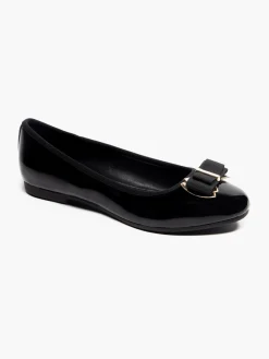 Ladies Black Bow Detail Ballerinas