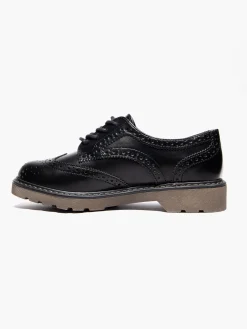 Ladies Black Chunky Lace Up Brogues