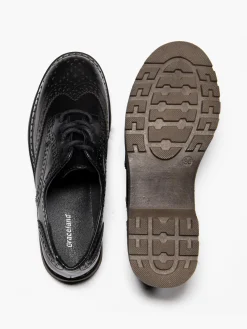 Ladies Black Chunky Lace Up Brogues