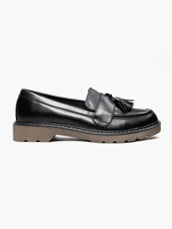 Ladies Black Chunky Tassel Loafers