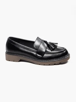 Ladies Black Chunky Tassel Loafers