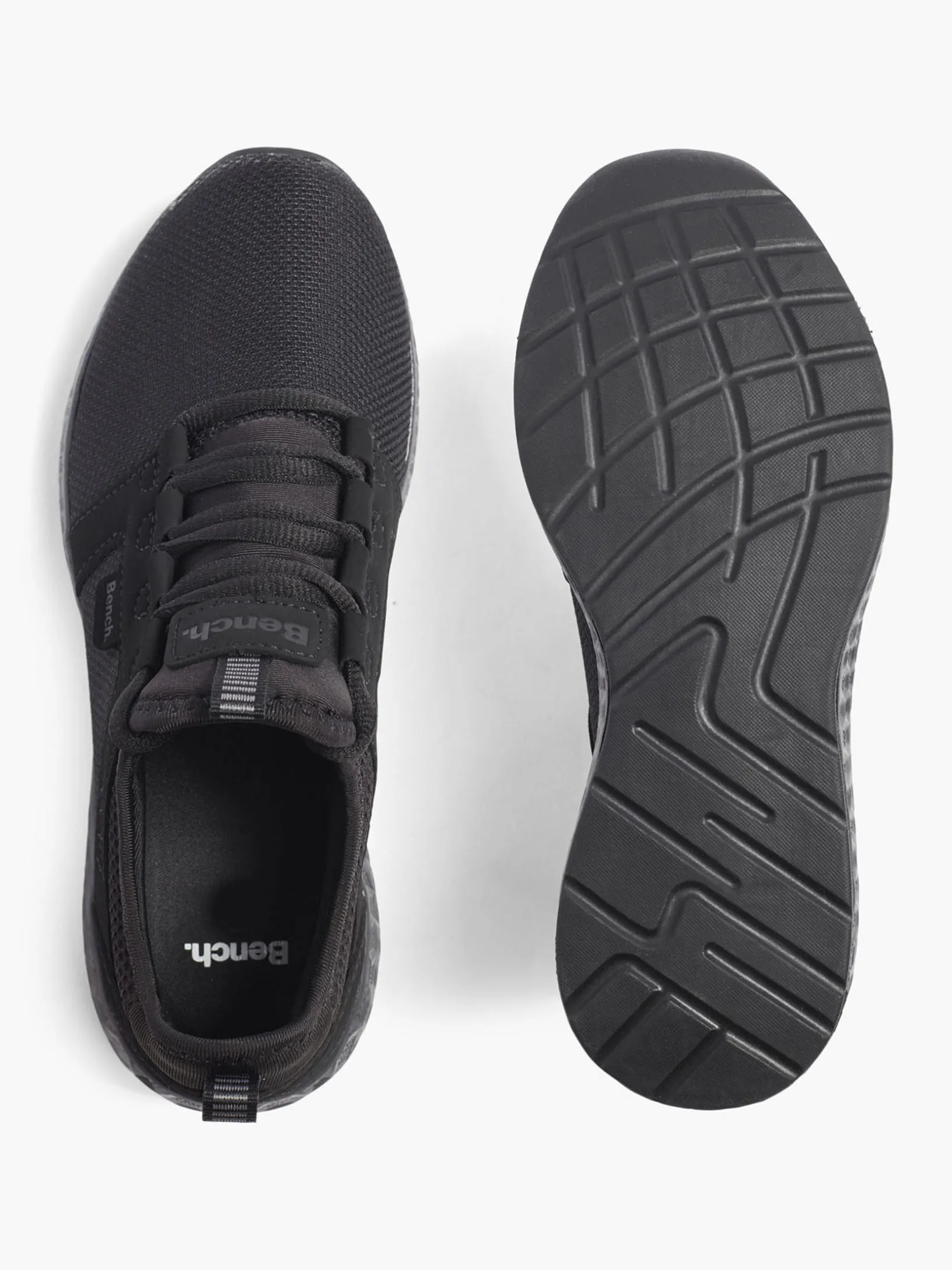 Ladies Black Lace Up Bench Casual Trainers