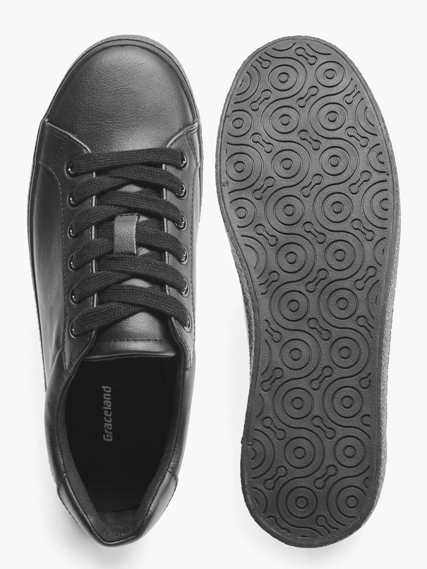 Ladies Black Lace Up Trainers