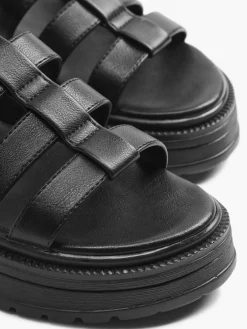 Ladies Black Platform Gladiator Sandal