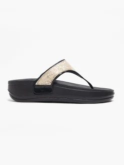 Ladies Black Wedge Flip Flops