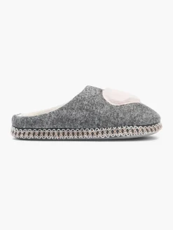 Ladies Casa Mia Grey Heart Slippers