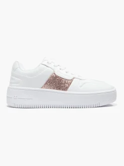 Ladies Champion White/Rose Gold Rebound Platform Sparkle Trainers