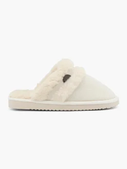 Ladies Cream Mule Slippers