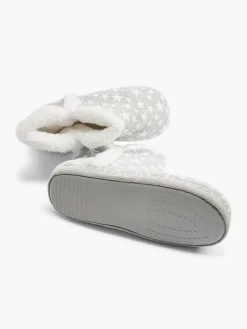 Ladies Grey Star Slipper Boots