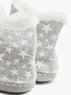 Ladies Grey Star Slipper Boots