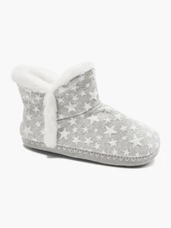 Ladies Grey Star Slipper Boots