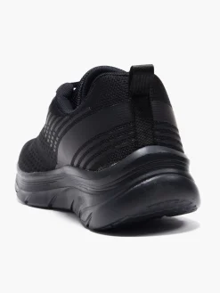 Ladies Lace Up Black Trainers