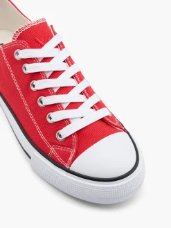 Ladies Lace Up Canvas Red