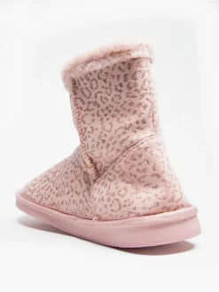 Ladies Leopard Print Slipper Boots