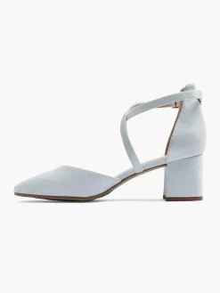 Ladies Light Blue Cross Over Heeled Sandal