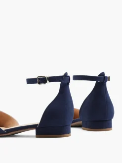 Ladies Navy Ankle Strap Ballerina Shoe