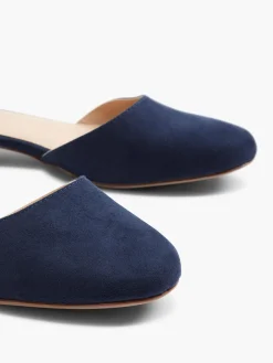 Ladies Navy Ankle Strap Ballerina Shoe