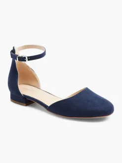 Ladies Navy Ankle Strap Ballerina Shoe