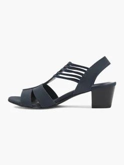 Ladies Navy Heeled Sandals