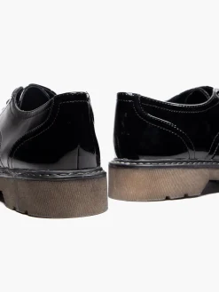 Ladies Patent Chunky Lace Up Shoes