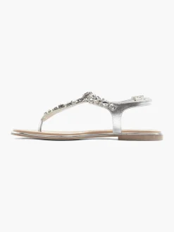 Ladies Silver Gem Detail Sandals