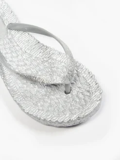 Ladies Silver Glitter Flip-flops