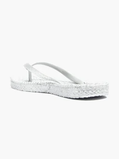Ladies Silver Glitter Flip-flops