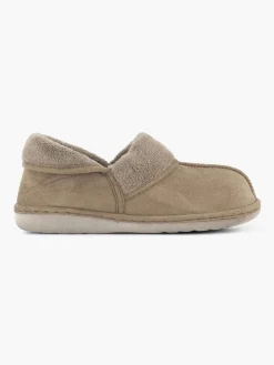 Ladies Taupe Full Slipper