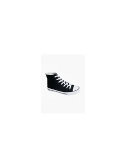 Ladies VTY Black High Top Lace-up Canvas Shoes