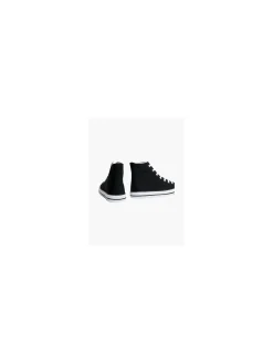 Ladies VTY Black High Top Lace-up Canvas Shoes