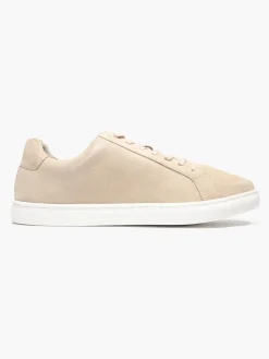 Light Beige Leather Suede Cupsole Trainers