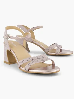 Light Pink Sparkly Block Heeled Sandals