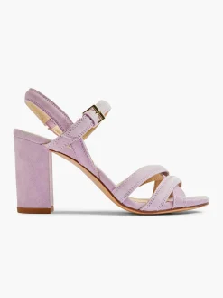 Lilac Leather Open Toe Heeled Sandal