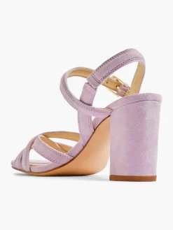 Lilac Leather Open Toe Heeled Sandal