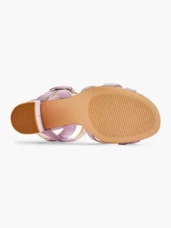 Lilac Leather Open Toe Heeled Sandal