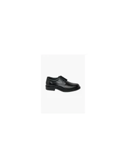 Mens AM Shoes Black Leather Plain Vamp Lace-up Shoes