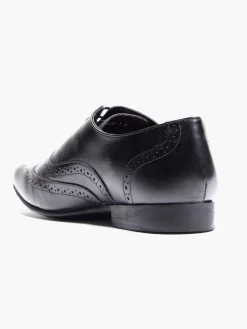 Mens Black Oxford Brogue Formal Lace Up Shoe