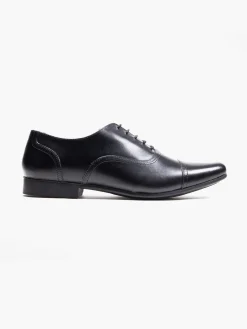 Mens Black Oxford Toe Cap Formal Lace Up Shoe