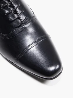 Mens Black Oxford Toe Cap Formal Lace Up Shoe