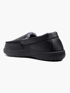 Mens Black PU Slippers