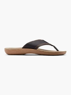 Mens Blue Fin Brown Toe-Post Flip Flops