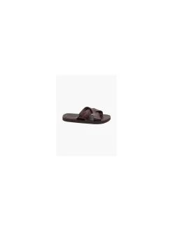 Mens Blue Fin Dark Brown Cross Strap Sandal