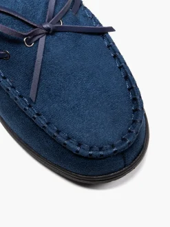 Mens Blue Moccasin Slippers