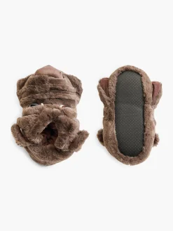 Mens Casa Mia Brown Novelty Dog Slippers