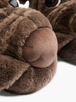 Mens Casa Mia Brown Novelty Dog Slippers