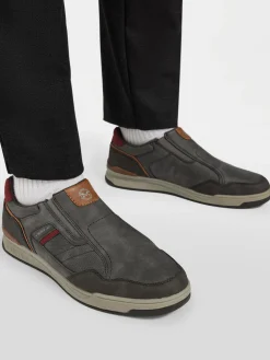 Mens Grey/Brown Casual Slip On