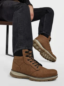 Mens Landrover Tan Causal Lace-up Boots